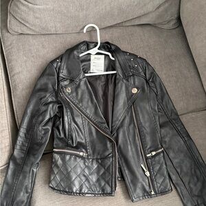 Mayoral Black Quilted Leather Jacket